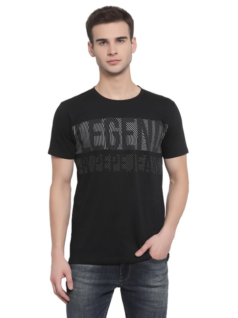 Pepe Jeans Black Regular Fit Printed T-Shirt