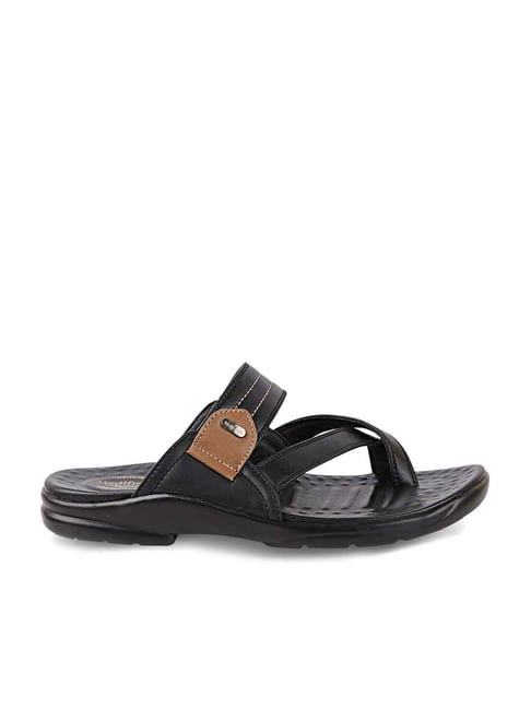 Buy MediFeet Men's Pitch Black Cross Strap Sandals for Men at Best