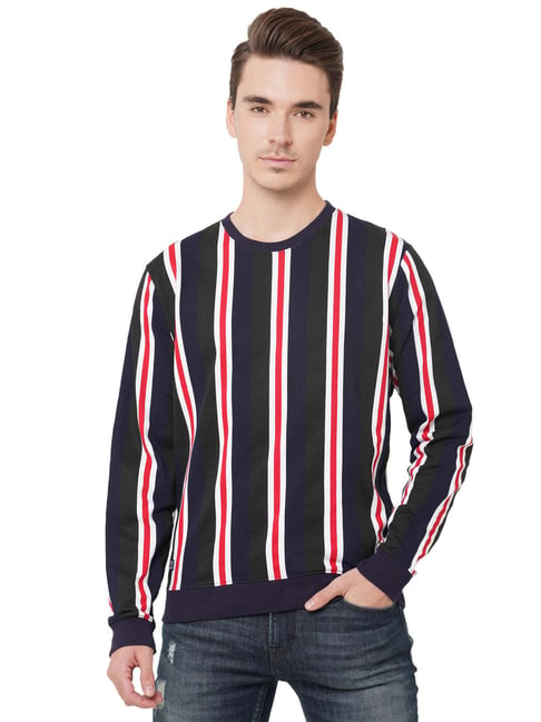 Pepe Jeans Navy Regular Fit Striped Sweatshirt