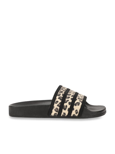 Carlton London Women's Blac & Beige Slides