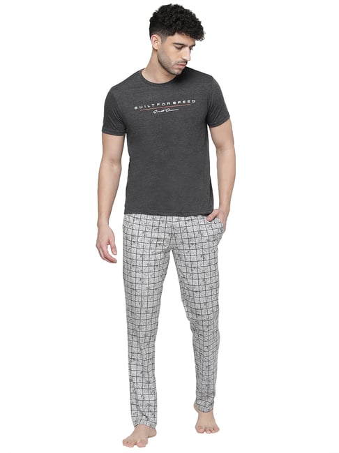 Sweet Dreams Charcoal & Grey Check T-Shirt & Pyjama Set