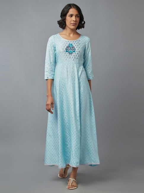 Aurelia Blue Embroidered Maxi Dress Price in India