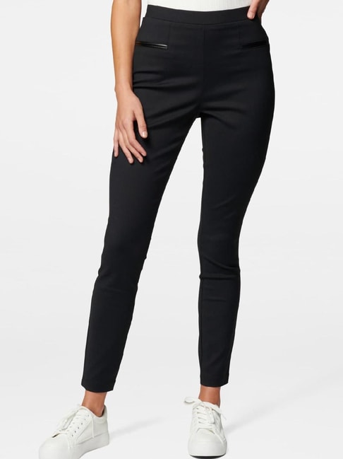 Buy Women Black Solid Formal Slim Fit Trousers Online  631269  Van Heusen