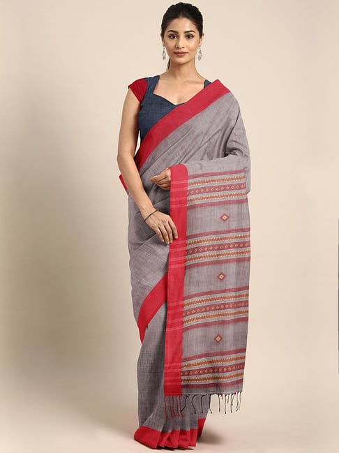 Buy Grey Weaving Katan Silk Saree Online