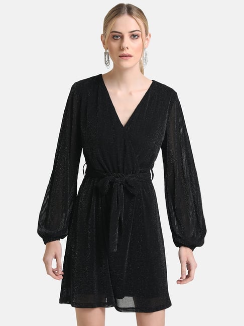 Kazo Black Midi Wrap Dress Price in India