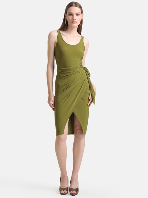 Kazo Olive Midi Bodycon Dress Price in India