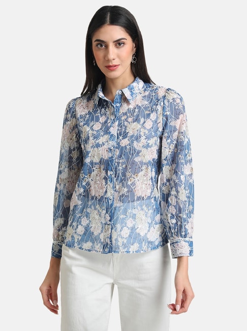Kazo Blue Embroidered Shirt Price in India