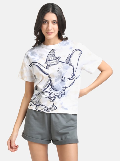 Kazo White Printed Crew T-Shirt - Disney Collection