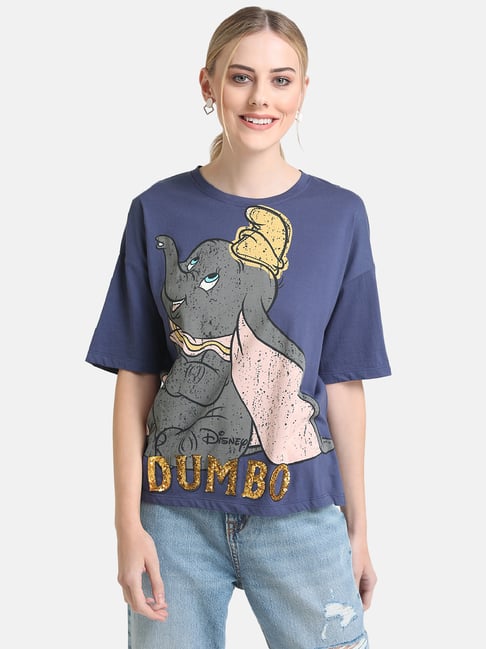 Kazo Blue Printed Crew T-Shirt - Disney Collection