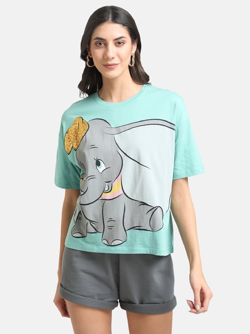 Kazo Turquoise Printed Crew T-Shirt - Disney Collection