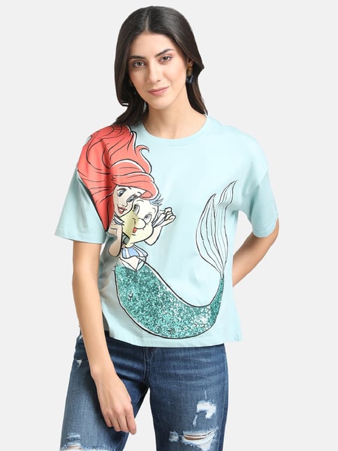 Kazo Turquoise Printed Crew T-Shirt - Disney Collection