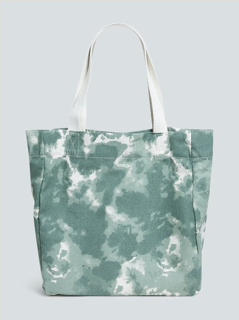 Westside Olive Tie-Dye Patterned Tote Bag Price in India