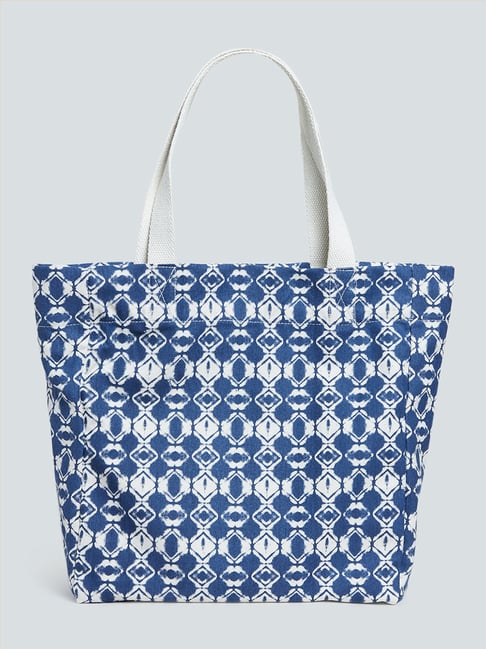 Westside Indigo Geometrical Printed Tote Bag Price in India