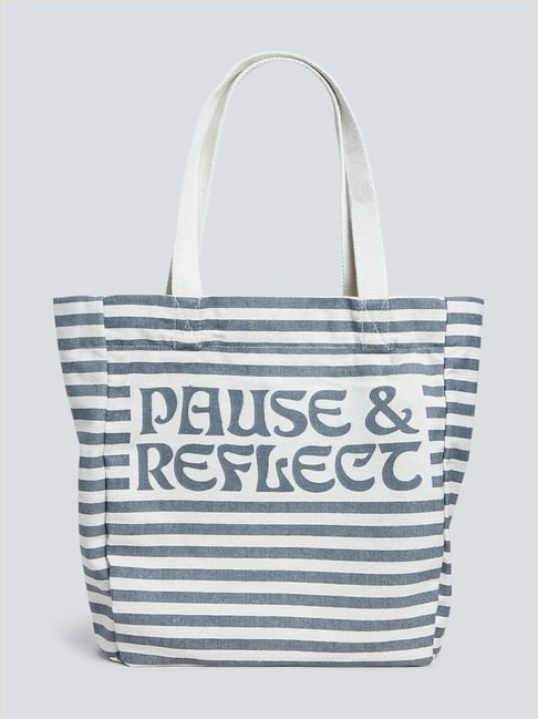 Westside Black and White Striped Tote Bag Price in India