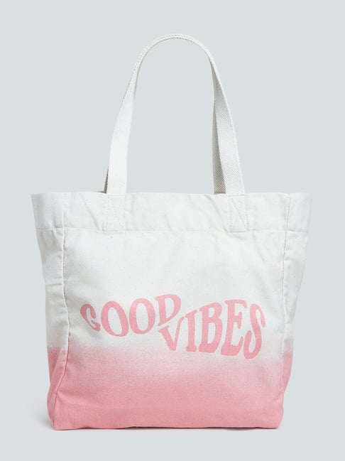 Westside Pink Ombre Text Printed Tote Bag Price in India