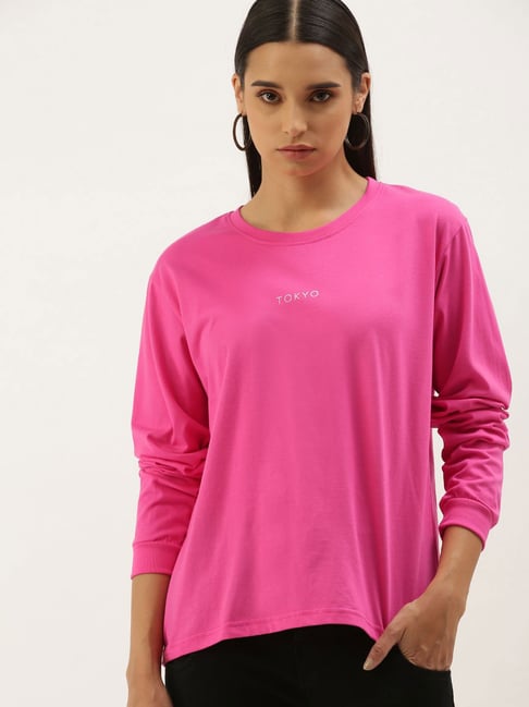 Buy Dillinger Light Pink Cotton T-Shirt for Women Online @ Tata CLiQ