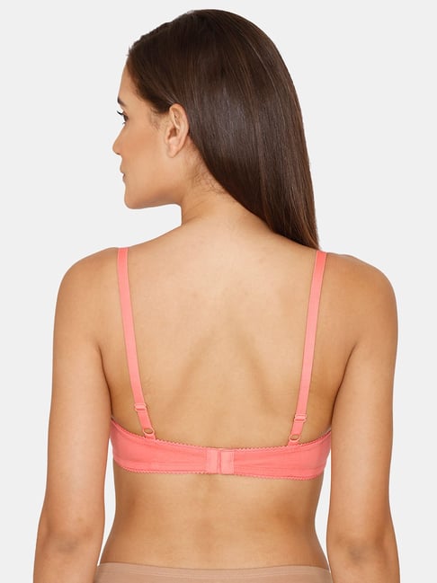 Rosaline Double Layered Wirefree Comfort Backless Bra- Coral Pink
