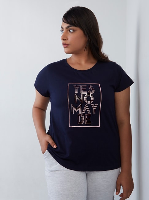 Sassy Soda by Westside Navy Holographic Text Design T-Shirt Price in India