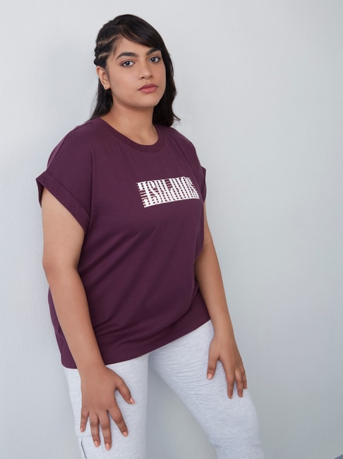 Sassy Soda by Westside Plum Embossed Text Design T-Shirt Price in India
