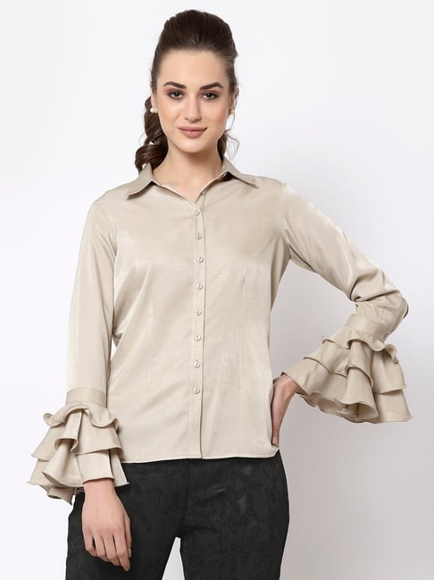Office & You Beige Full Sleeves Shirt Price in India