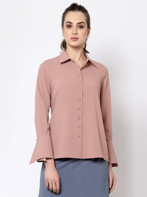 Office & You Peach Full Sleeves Shirt Price in India