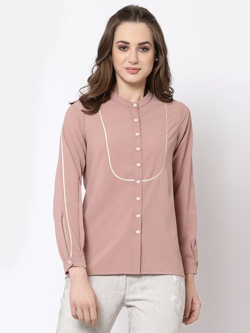 Office & You Peach Full Sleeves Shirt Price in India