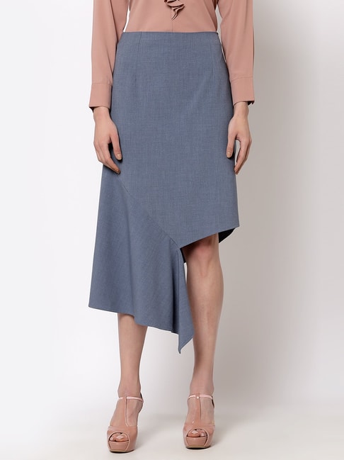 Office & You Blue Knee Length Skirt Price in India