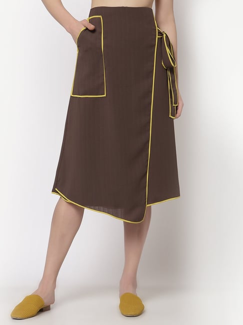 Office & You Brown Knee Length Skirt Price in India