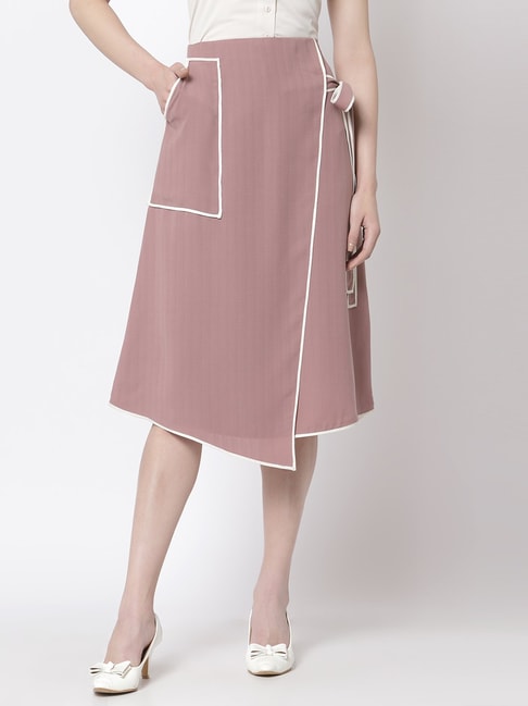 Office & You Pink Knee Length Skirt Price in India