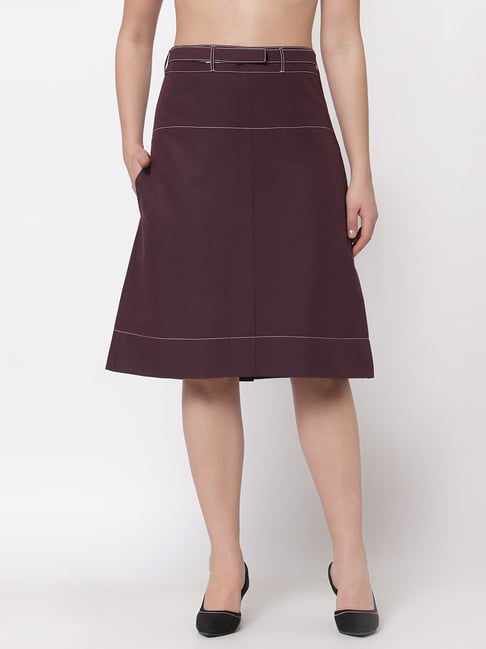 Office & You Purple Knee Length Skirt Price in India