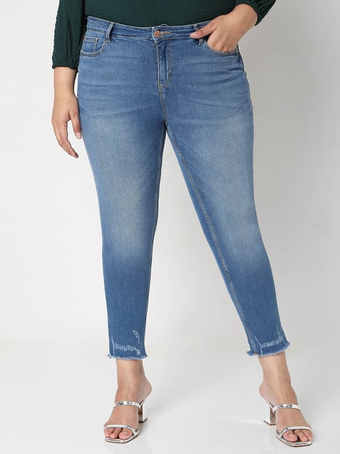 Vero Moda Curve Blue Lightly Washed Jeans