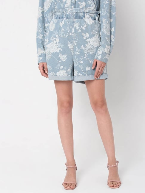 Vero Moda Blue Printed Shorts