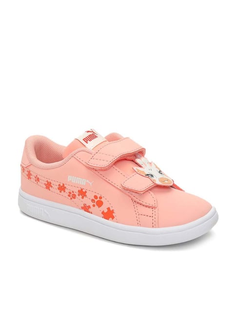 Puma Kids Smash v2 Summer Animals V Salmon Pink Casual Sneakers