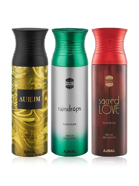 Ajmal Aurum, Raindrops Sacred Love Deodorant Spray for Unisex Pack of