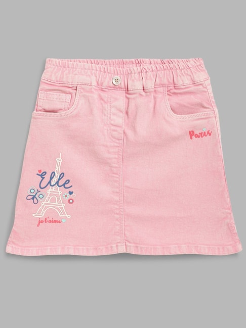 Elle Kids Pink Embroidered Skirt