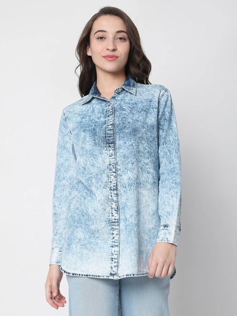 Buy Swiss Culture Blue Denim Shirts Online at Best Prices in India   Snapdeal