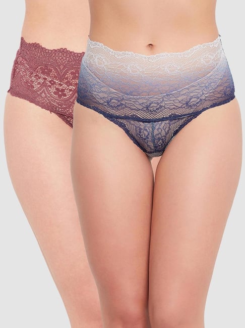 Clovia Multicolor Lace Panty (Pack of 2)