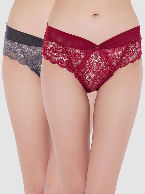 Clovia Multicolor Lace Panty (Pack of 2) Price in India