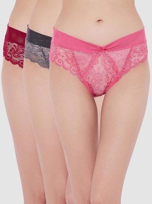 Clovia Multicolor Lace Panty (Pack of 3) Price in India