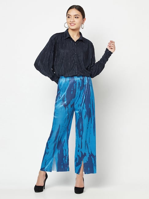 IKI CHIC Blue Printed Shirt Pants Set