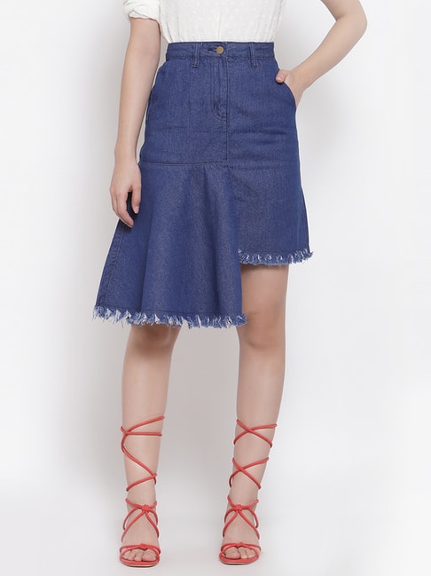 IKI CHIC Blue A-Line Skirt Price in India