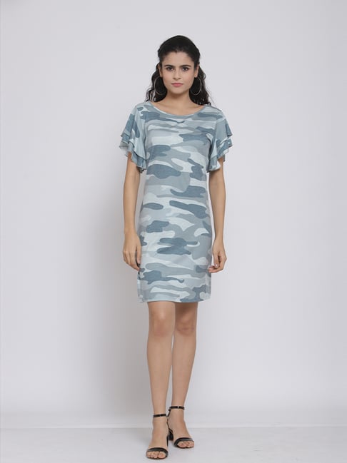 IKI CHIC Grey Printed A-Line Dress Price in India
