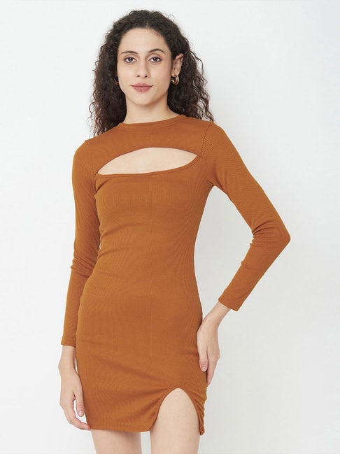 IKI CHIC Brown A-Line Dress Price in India