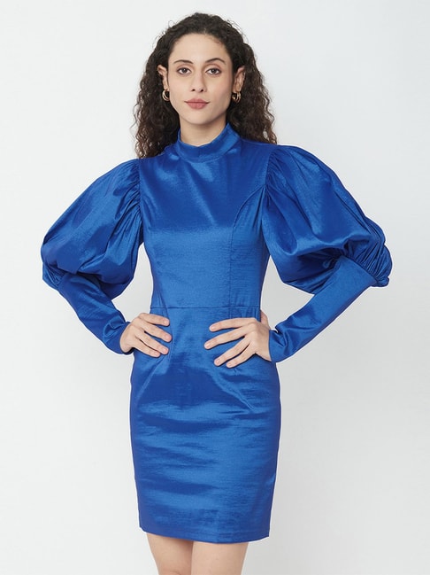 IKI CHIC Blue A-Line Dress Price in India