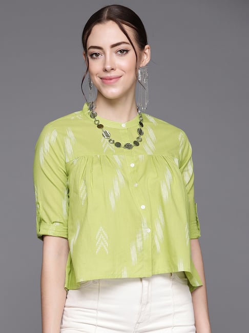 Indo Era Green Printed Top Price in India