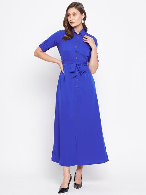 Buy Uptownie Lite Blue Maxi Shirt Dress for Women's Online Tata CLiQ