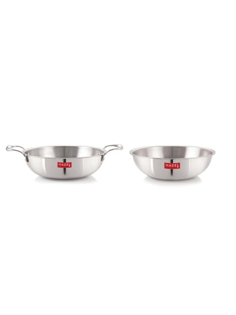 HAZEL Silver Stainless Steel Induction Bottom Cookware Set (1 Tasla & 1 Kadai)-picture-39