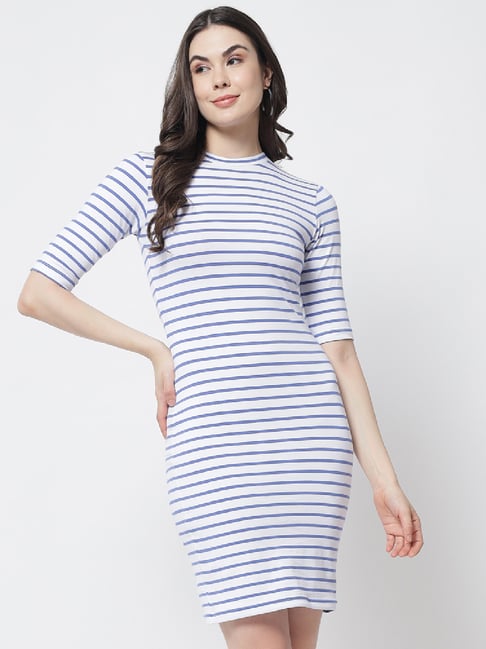 Trend Arrest White Striped Bodycon Dress