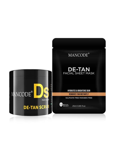 Mancode De- Tan Scrub & Facial Sheet Mask (Pack of 2)