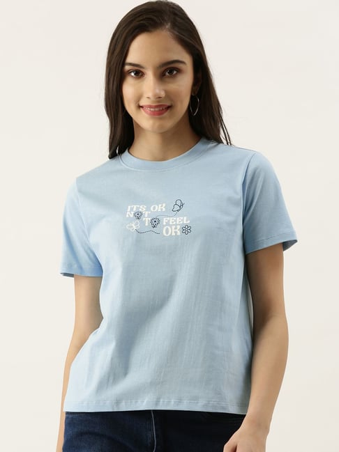 Zink London Blue Graphic Print T-Shirt Price in India